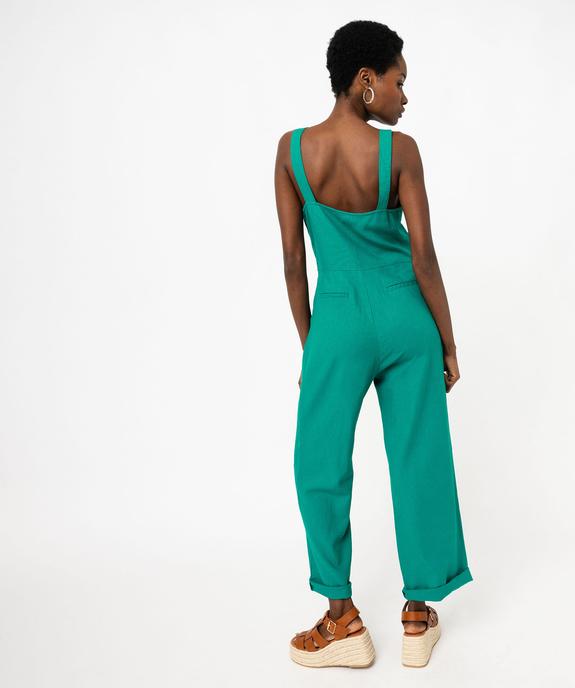 Combinaison pantalon femme à bretelles contenant du lin vue3 - GEMO 4G FEMME - GEMO