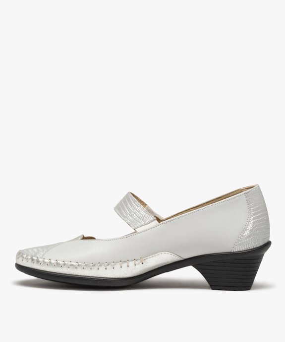 Escarpins confort femme en cuir détails brillants vue3 - GEMO 4G FEMME - GEMO