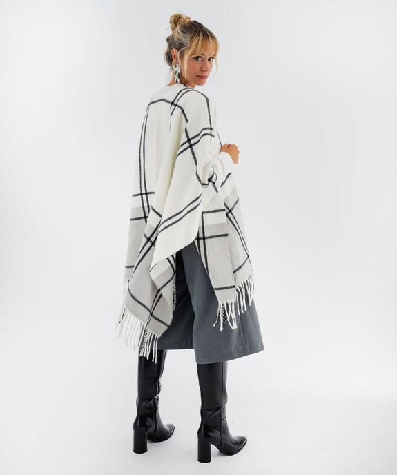 Echarpe poncho à carreaux et finitions franges femme vue3 - GEMO 4G FEMME - GEMO