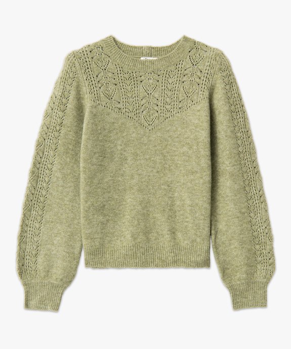 Pull en maille ajourée avec boutons décoratifs femme vue5 - GEMO 4G FEMME - GEMO