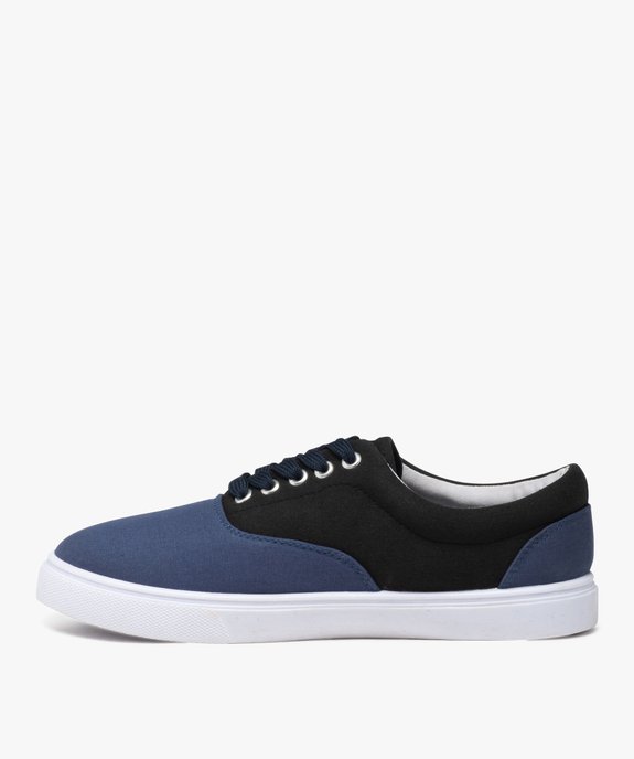 Baskets homme en toile bicolores et à lacets vue3 - GEMO 4G HOMME - GEMO