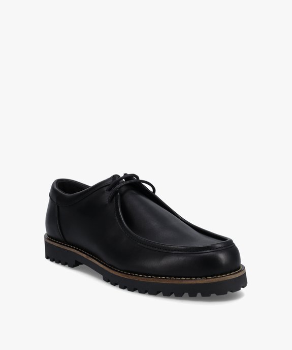 Chaussures bateau homme dessus cuir uni – Tanéo vue2 - TANEO - GEMO