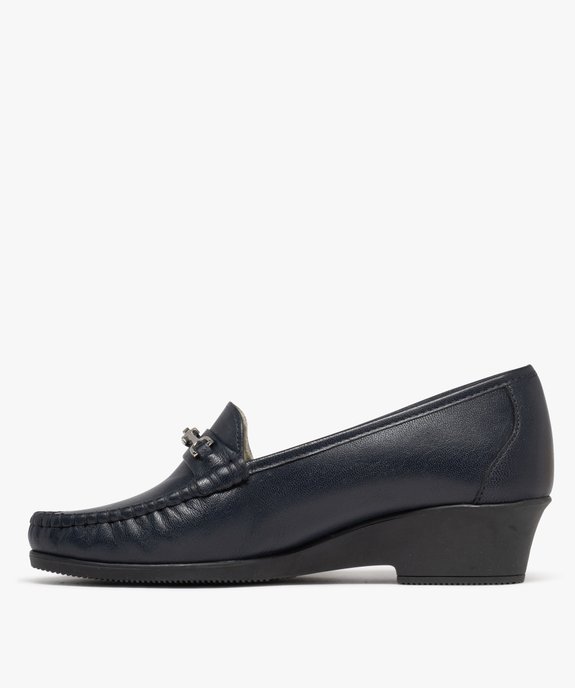 Mocassins confort dessus cuir et talon compensé femme vue3 - G'FLEX - GEMO