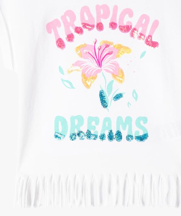 Tee-shirt à manches courtes avec motif sequins et franges fille vue2 - GEMO 4G FILLE - GEMO