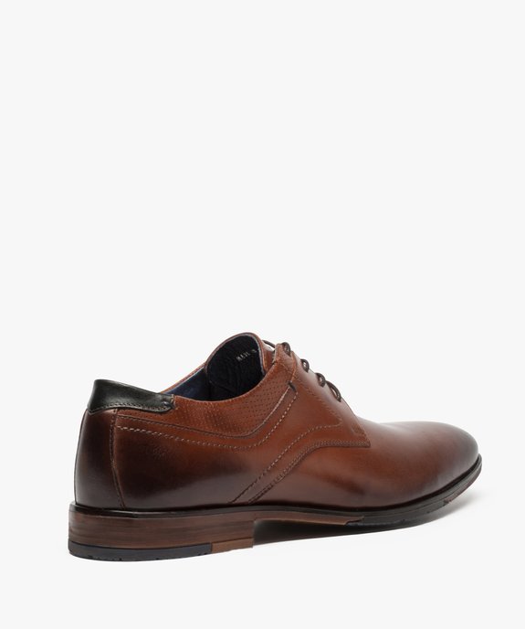 Derbies homme dessus et intérieur cuir avec col perforé vue4 - GEMO(URBAIN) - GEMO