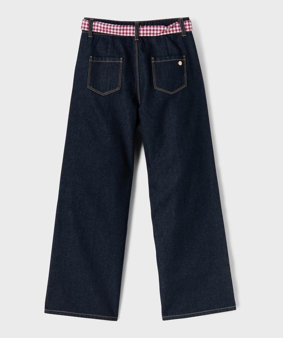 Jean wide leg en denim de coton avec ceinture à nouer fille - LuluCastagnette vue3 - LULU CASTAGNETTE G4G D - GEMO