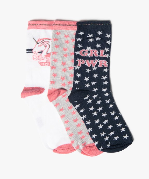 Chaussettes fille à tige haute motif étoiles (lot de 3) vue1 - GEMO (ENFANT) - GEMO