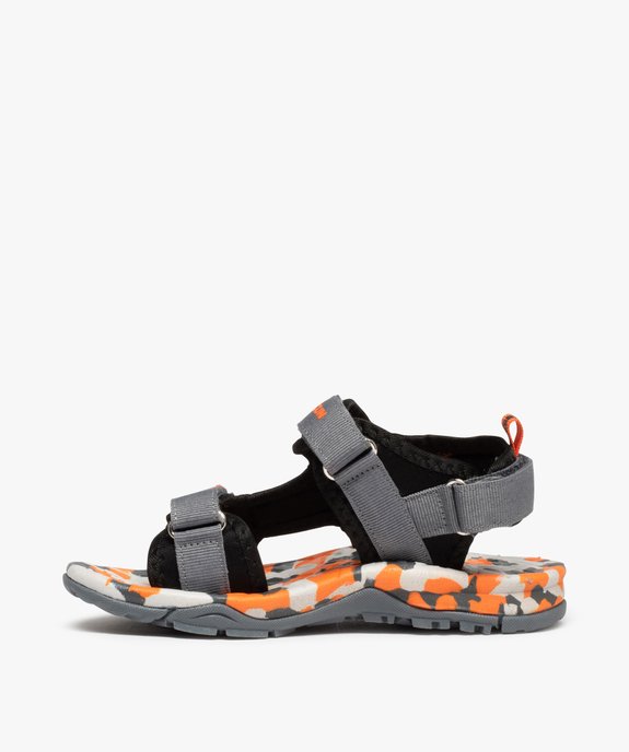 Sandales sport garçon à scratch détails fluo - Freegun vue3 - FREEGUN - GEMO