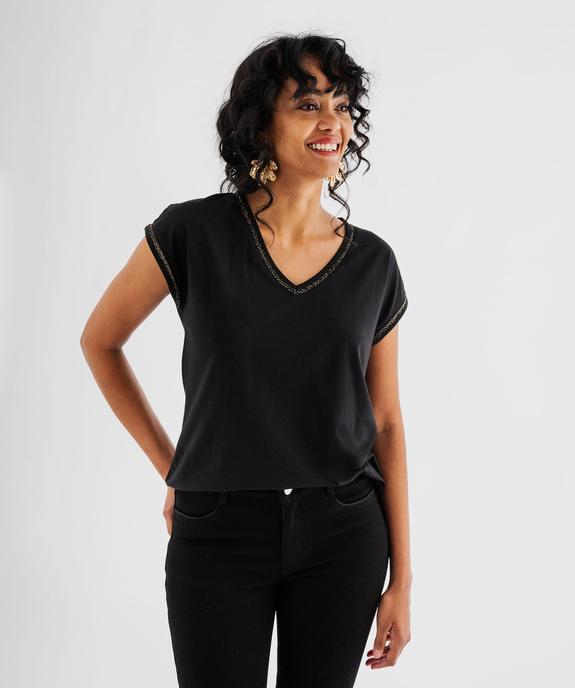 Tee-shirt à manches courtes avec finitions scintillantes femme vue6 - GEMO 4G FEMME - GEMO