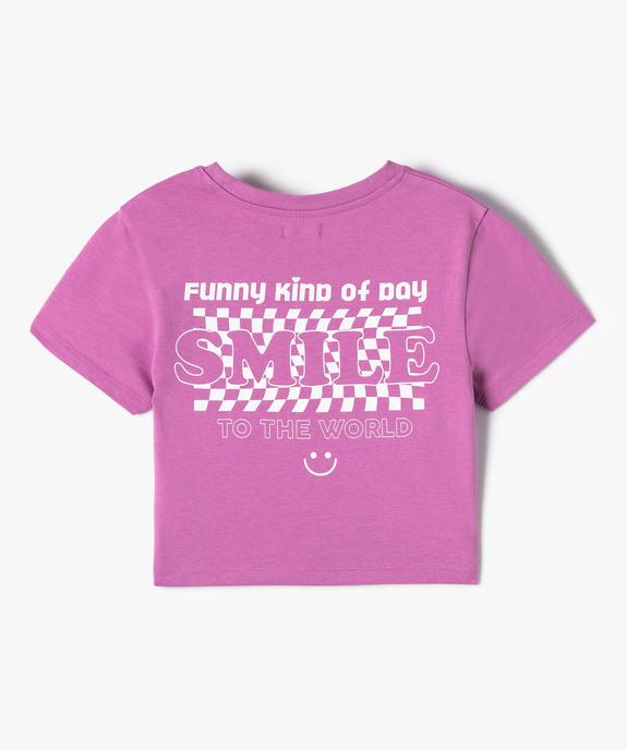 Tee-shirt fille coupe courte avec inscription vue4 - GEMO (JUNIOR) - GEMO