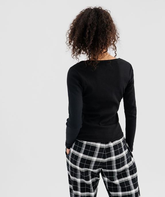 Haut de pyjama à manches longues en maille côtelée femme vue3 - GEMO 4G FEMME - GEMO