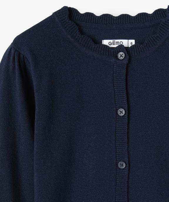Gilet fille en maille fine à col fantaisie - GEMO (ENFANT) Gilet fille en maille fine à col fantaisie vue2 - GEMO (ENFANT) - GEMO
