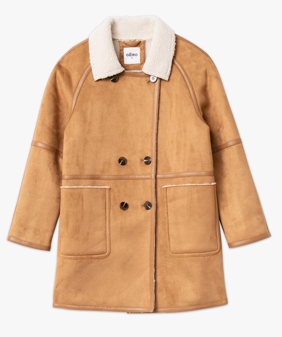 Manteau long en suédine doublée sherpa femme vue4 - GEMO(FEMME PAP) - GEMO