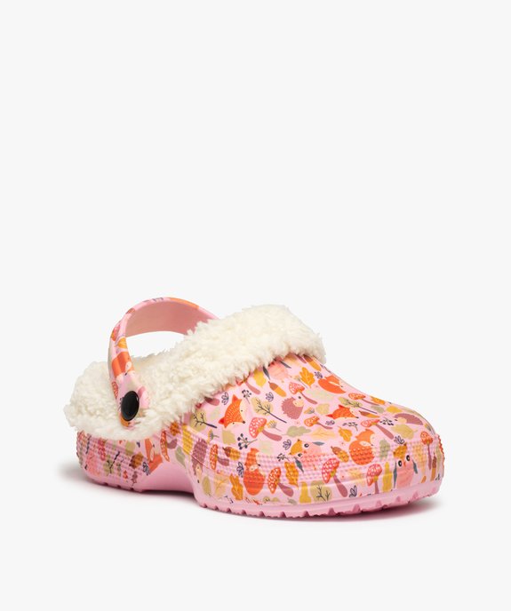 Chaussons fille sabots souples imprimés doublés sherpa vue2 - GEMO (ENFANT) - GEMO