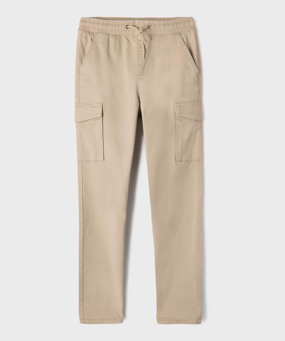 Pantalon cargo Regular en coton stretch à taille élastiquée garçon vue1 - GEMO (JUNIOR) - GEMO