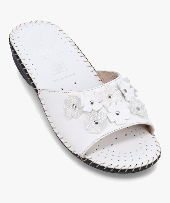 Mules femme confort en cuir ornées de fleurs vue5 - GEMO (CONFORT) - GEMO