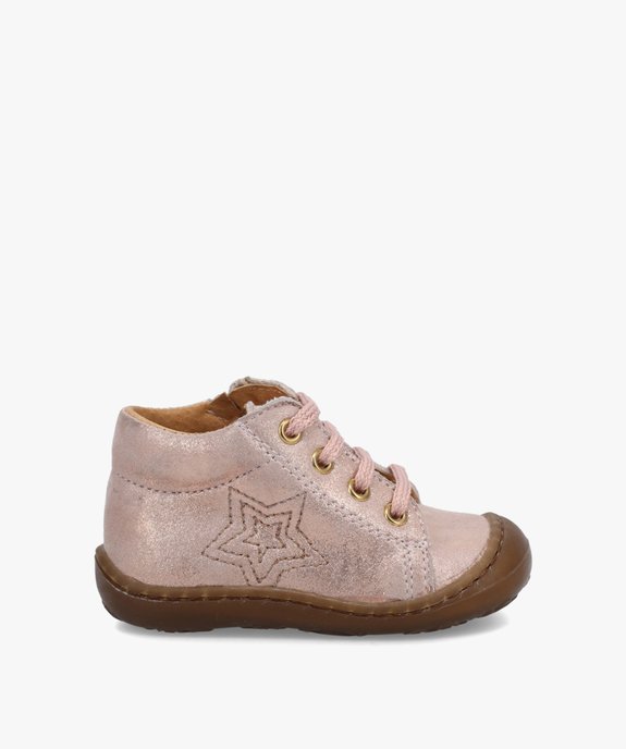 Chaussures premiers pas bébé fille en cuir métallisé – NA! vue1 - NA! - GEMO
