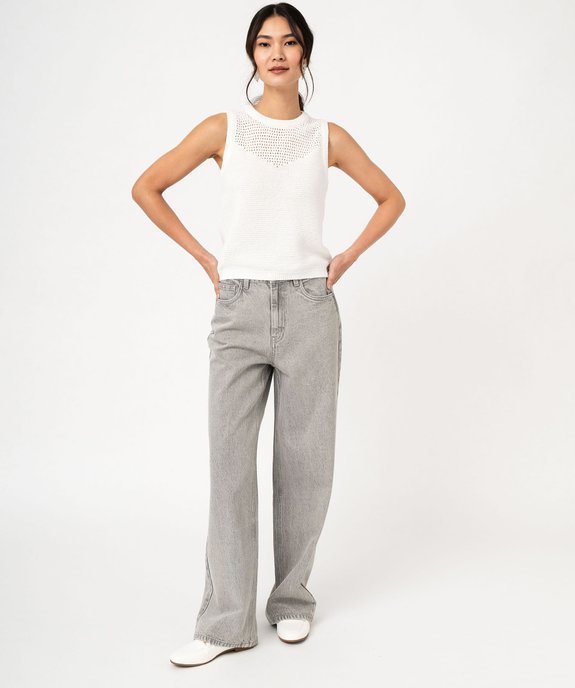 Jean wide leg taille haute coloris délavé femme vue5 - GEMO 4G FEMME - GEMO