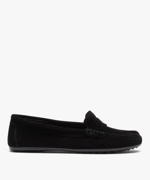 Mocassins femme confort unis en cuir velours  vue2 - GEMO (CASUAL) - GEMO