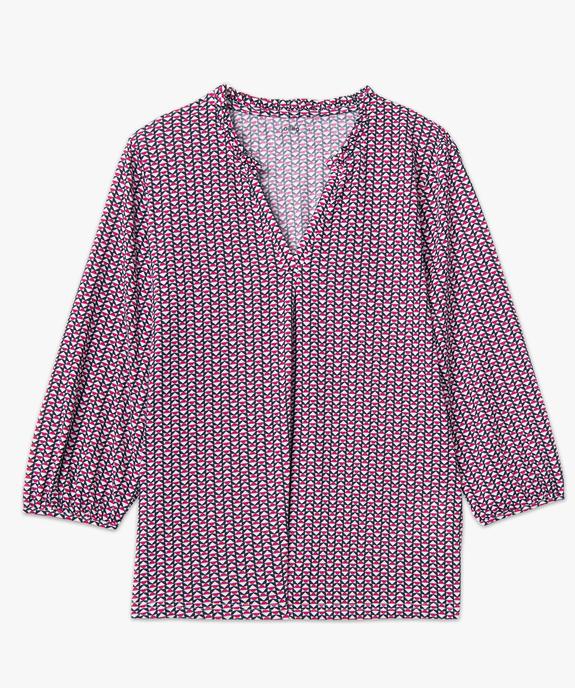 Tee-shirt femme à manches 3/4 avec décolleté en V vue4 - GEMO 4G FEMME - GEMO