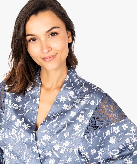 Kimono fleuri à empiècements dentelle vue2 - GEMO(HOMWR FEM) - GEMO
