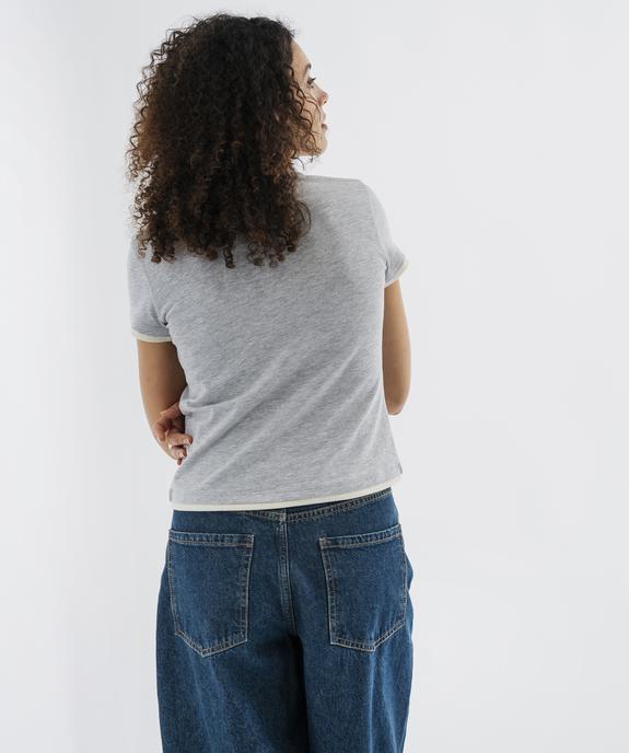 Tee-shirt manches courtes et col rond boutonné femme vue3 - GEMO 4G FEMME - GEMO