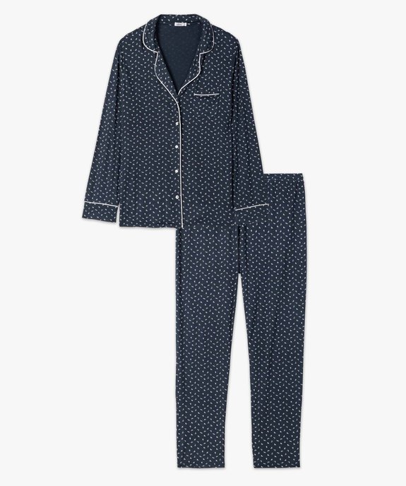 Pyjama femme grande taille deux pièces : chemise et pantalon vue4 - GEMO 4G FEMME - GEMO