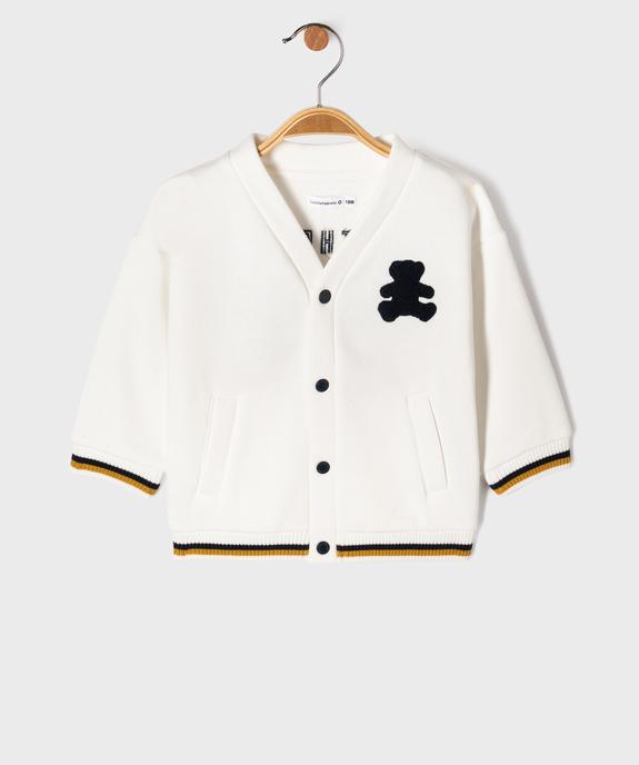 Gilet sweat avec finitions tricolores bébé garçon - LuluCastagnette vue2 - LULU CASTAGNETTE GEMO FOR GOOD - GEMO