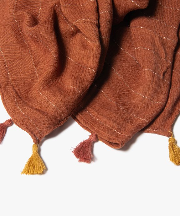 Echarpe femme à fines rayures pailletées et pompons vue2 - GEMO (ACCESS) - GEMO
