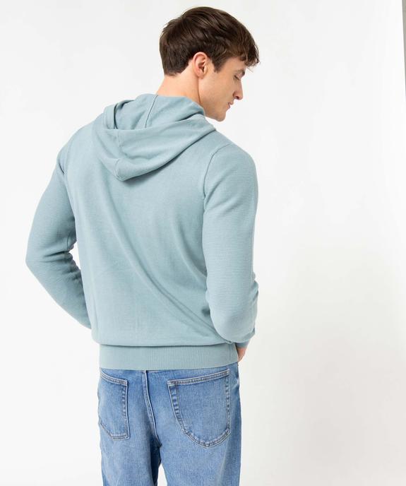 Pull homme en maille côtelée à capuche vue3 - GEMO (HOMME) - GEMO