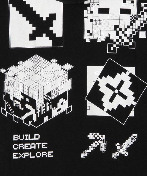 Sweat à capuche avec motif poitrine et dos garçon - Minecraft vue3 - MINECRAFT - GEMO