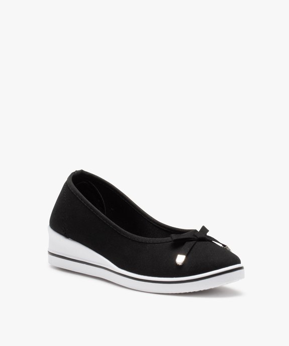 Ballerines femme en toile à talon compensé vue2 - GEMO 4G FEMME - GEMO