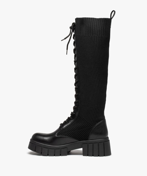 Bottes femme à semelle crantée et tige en maille vue3 - GEMO (CASUAL) - GEMO
