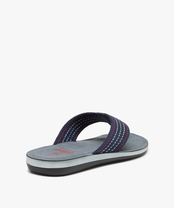Tongs homme à larges brides en toile rayée vue4 - GEMO (PLAGE) - GEMO