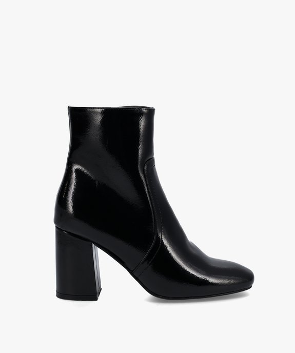 Boots femme unies et vernies à talon carré vue2 - GEMO(URBAIN) - GEMO