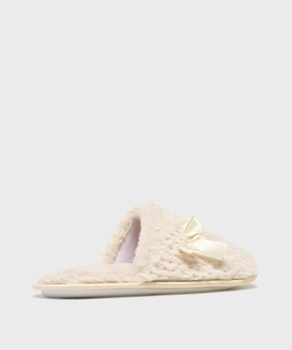 Chaussons mules en fourrure imitation à pois dorés femme vue4 - GEMO 4G FEMME - GEMO