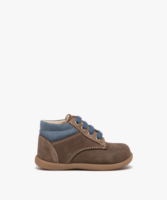 Chaussures premiers pas bébé garçon bicolores en cuir suédé vue1 - PREMIER PRIX BY GEMO - GEMO