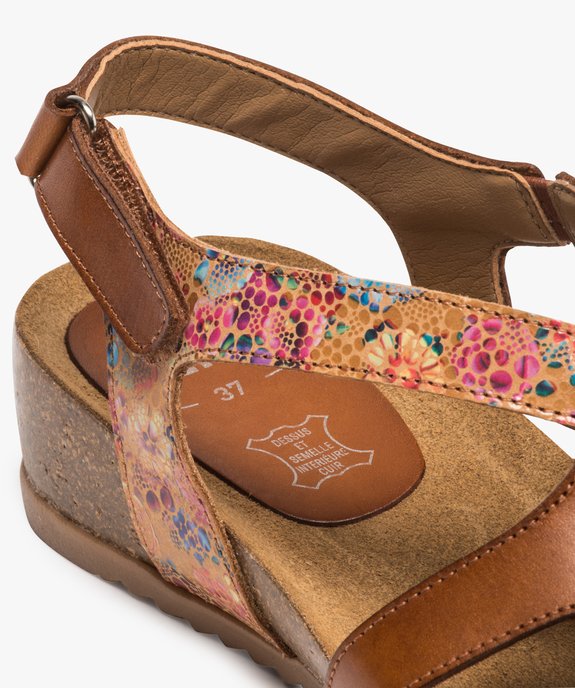 Sandales femme confort à scratch et talon compensé vue6 - GEMO (CONFORT) - GEMO