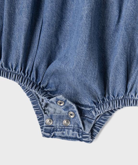 Ensemble 2 pièces combishort en jean et bandeau bébé fille - LuluCastagnette vue3 - LULUCASTAGNETTE - GEMO