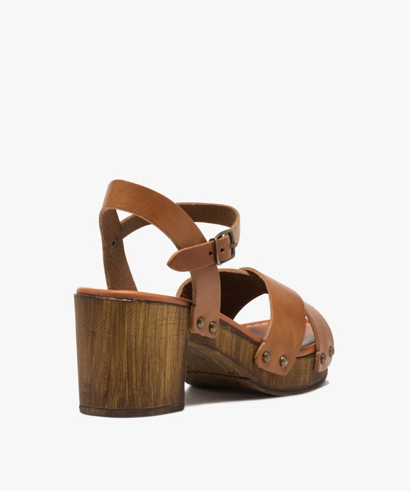 Sandales femme unies à talon imitation bois vue4 - GEMO(URBAIN) - GEMO