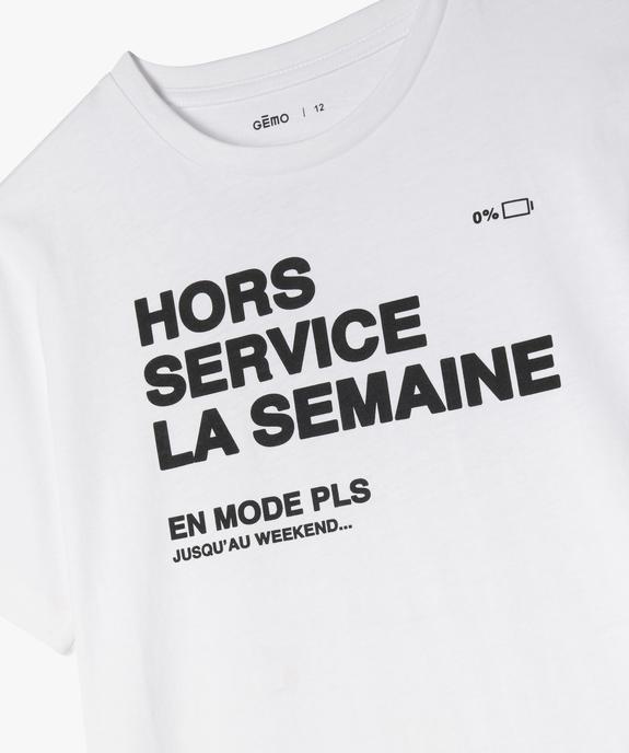Tee-shirt manches courtes avec inscription garçon vue2 - GEMO 4G GARCON - GEMO