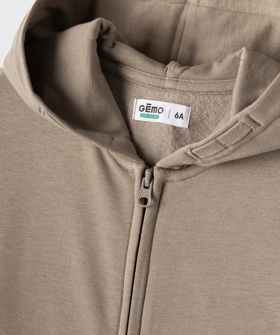 Sweat zippé à capuche uni garçon vue2 - GEMO 4G GARCON - GEMO