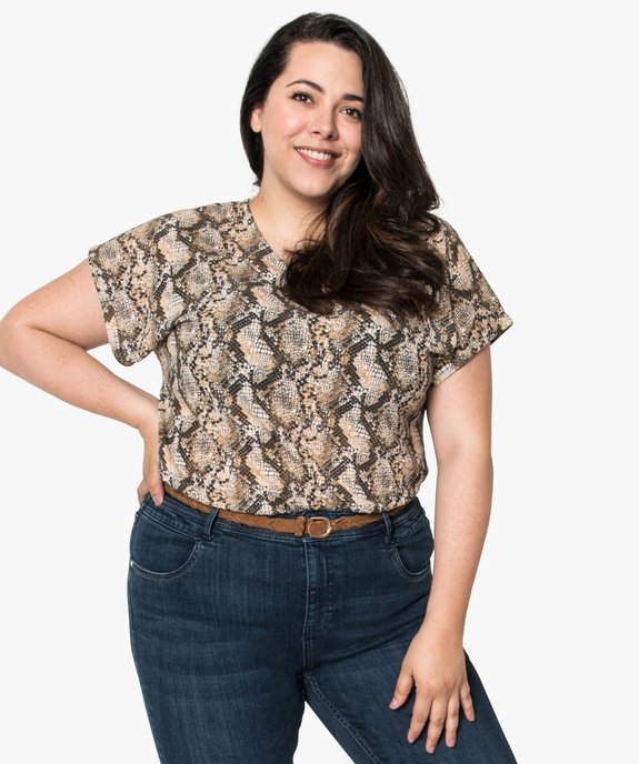 Tee-shirt femme blousant à manches courtes vue1 - GEMO (G TAILLE) - GEMO