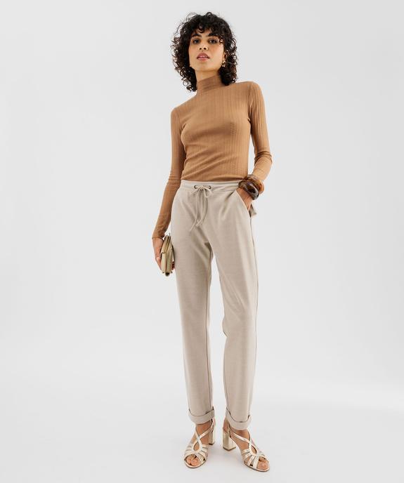 Tee-shirt manches longues et col montant en maille ajourée femme vue4 - GEMO(FEMME PAP) - GEMO