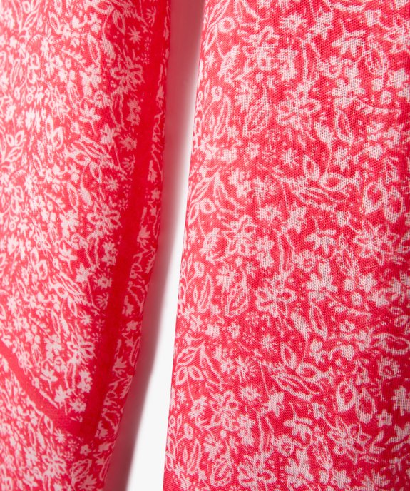 Foulard en voile fleuri à fines rayures brillantes femme vue2 - GEMO 4G FEMME - GEMO
