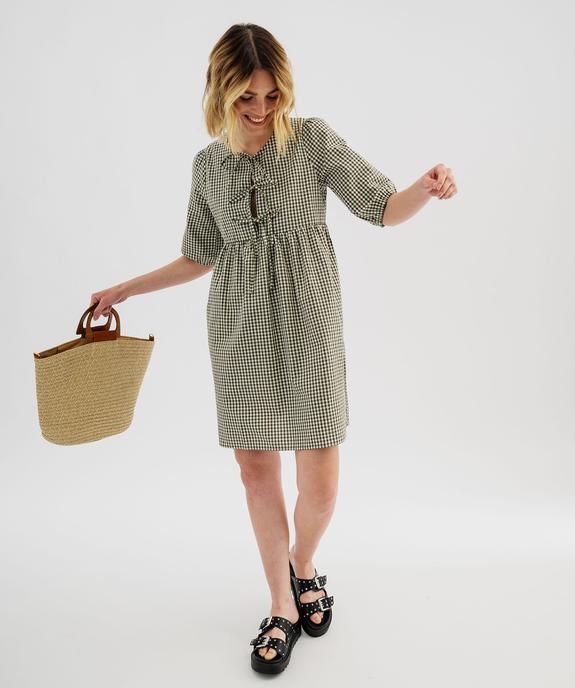 Robe courte à motif vichy femme vue1 - GEMO(FEMME PAP) - GEMO