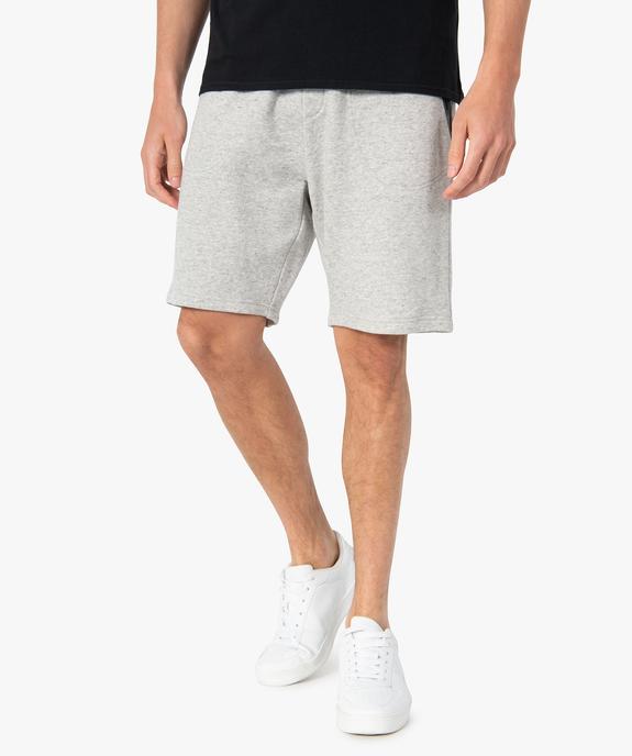 Bermuda homme en maille chinée avec poches zippées vue1 - GEMO (HOMME) - GEMO