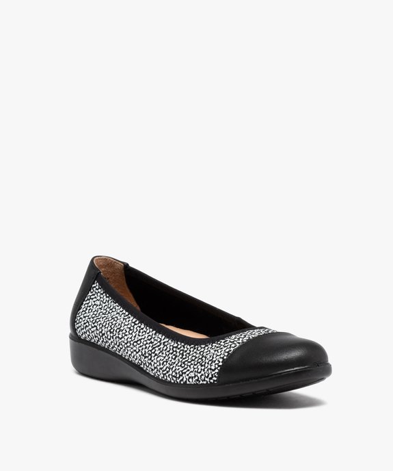 Ballerines femme confort en cuir imprimé vue2 - GEMO (CONFORT) - GEMO