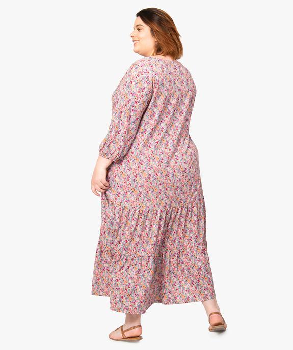 Robe femme grande taille longue imprimée à manches 3/4 vue3 - GEMO (G TAILLE) - GEMO