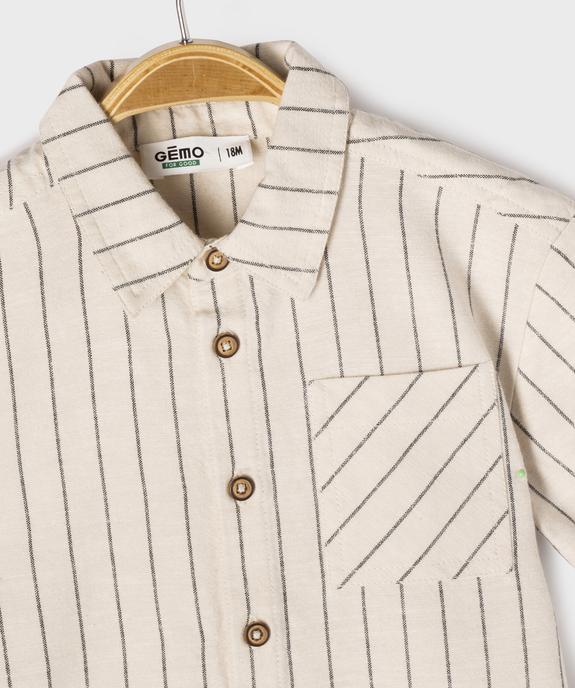 Chemise rayée à manches courtes contenant du lin garçon vue2 - GEMO(BEBE DEBT) - GEMO